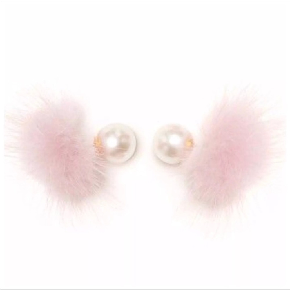 Faux Fur Double Sided Pearl Earrings - Picture 5 of 8